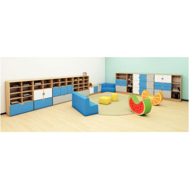 Etagère 4 cases + 2 portes + 1 bac