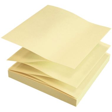 Paquet de 12 bloc de 100 feuilles Z-Note recyclées 75 x 75 mm coloris jaune
