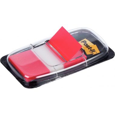Carte de 50 index post-it repositionnables format 25,4 x 43 mm rouge