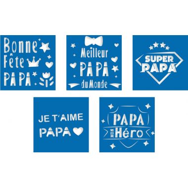 Lot de 5 pochoirs PAPA