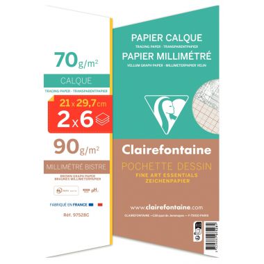 Pochette de papier calque + papier millimétré format A4