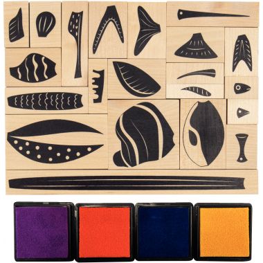 Tampons encreurs poissons 17x13cm