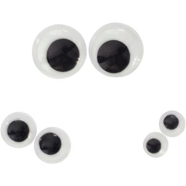 Sachet de 150 yeux mobiles adhésifs. 3 diamètres assortis