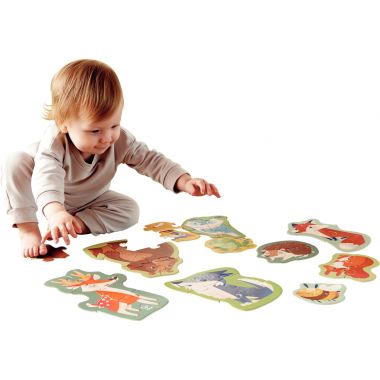 Boite de 10 puzzles contour, les animaux de la forêt