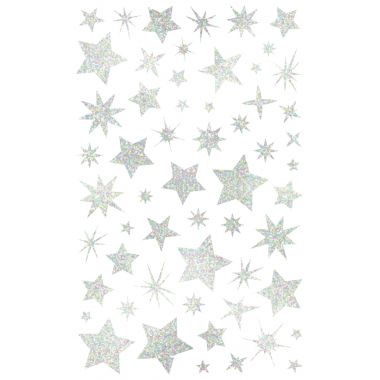 Blister de 1020 gommettes étoiles holographiques argent