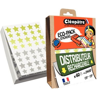 Ecopack de 2400 gommettes étoile or/argent assorties