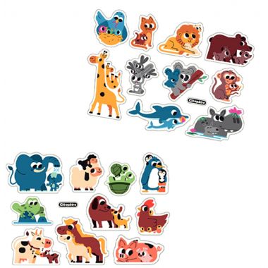 Pochette de 180 maxi gommettes animaux et leurs bébés