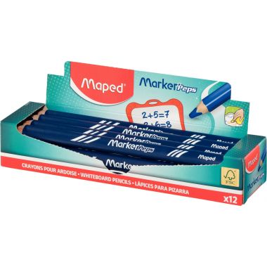 Maped - Boîte de 12 crayons effaçable Markerpeps bleus - 833801FC