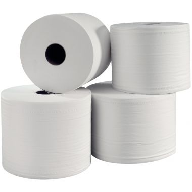 BulkySoft - Lot de 2 bobines d'essuyage industriel 1000 feuilles blanches - ST422