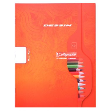 Cahier de dessin 16 pages, format 17x22 cm, uni blanc, papier 90g