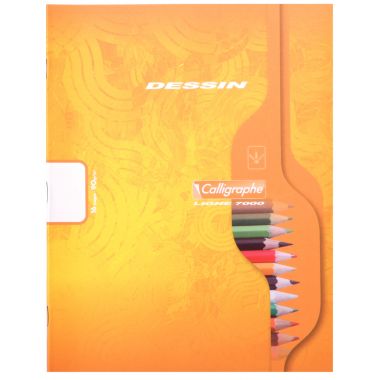 Cahier de dessin 16 pages, format 24x32 cm, uni blanc, papier 120g
