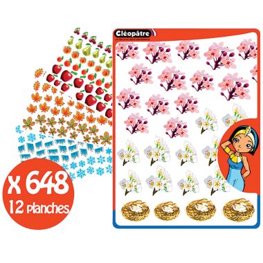 Lot de 12 planches gommettes 4 saisons