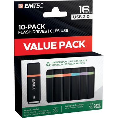 Pack de 10 clés USB 2.0 Emtec 16Go