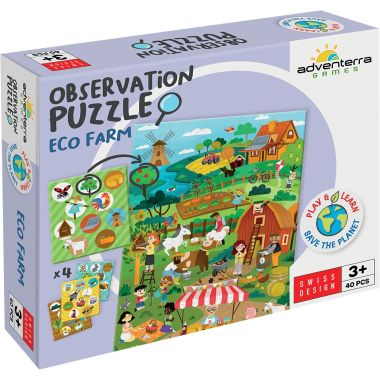 Puzzle d'observation 40 pièces, la ferme écolo