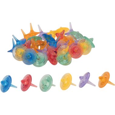 Baril de 36 toupies d.3.7cm assorties