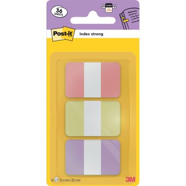 Carte de 36 index rigide standard format 25,4 x 38 mm rose, jaune, violet