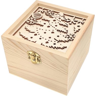 Boîte en bois découpe 3D sapin de noël