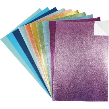 Paquet de 10 feuilles similicuir adhésif 20X30cm assortis