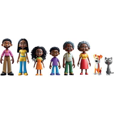 Famille africaine, 8 figurines
