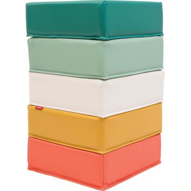 Lot de 5 poufs carrés 30x30x10cm assortis