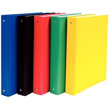 Classeur 4 anneaux en carton plastifié, format A4, dos 4 cm, noir