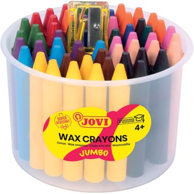 Pot de 60 crayons de cire vives assortis + 1 taille crayon