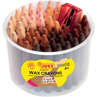 Pot de 60 crayons de cire tons peaux + 1 taille crayon