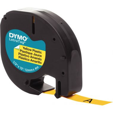 Recharge lettre plastique 12 mm x 4 m noir sur jaune