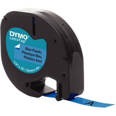 Recharge lettre plastique 12 mm x 4 m noir sur bleu