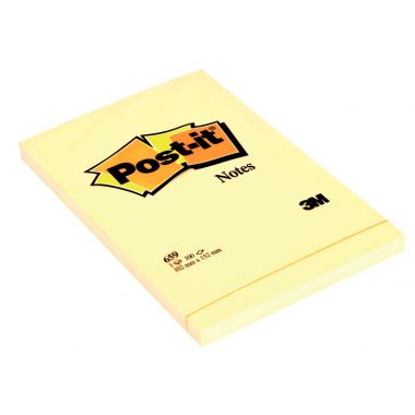 Bloc de 100 feuilles post-it notes 102 x 152 mm coloris jaune