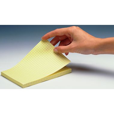 Bloc de 100 feuilles post it notes repositionnables 102 x 152 mm quadrillé 5x5 coloris jaune
