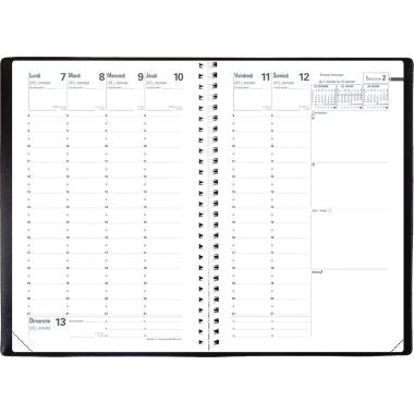 Quo Vadis - Agenda semainier Ministre spirale 16X24cm noir - 683008Q