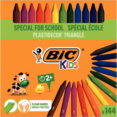 Classpack de 144 craies Plastidécor triangulaire assorties