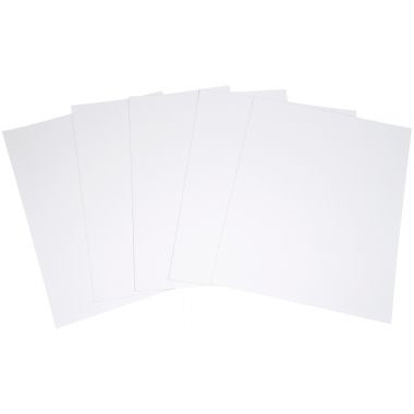 Paquet de 5 feuilles de carton épais, 2 côtés blancs, format 50 x 65 cm, 1005g