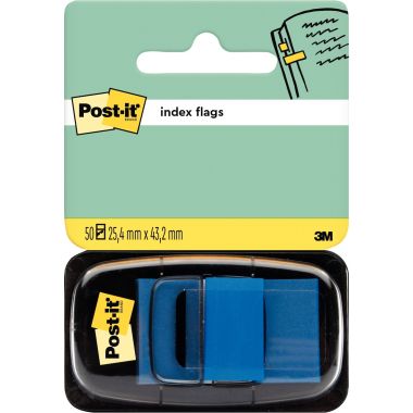 Carte de 50 index post-it repositionnables format 25,4 x 43 mm bleu