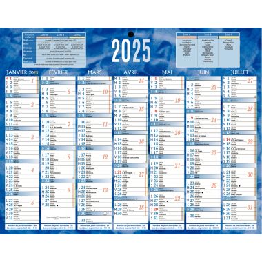 Bouchut Grandremy - Calendrier semestriel 7 mois par face 21x26,5cm bleu - PAP215B