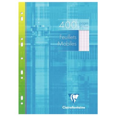 Étui de 200 feuillets mobiles CLAIREFONTAINE, format A4, seyès, papier 90g, blanc