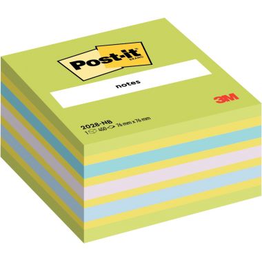 Cube de 450 feuilles de notes post-it repositionnables 76 x 76 mm coloris néon bleu, vert, violet et jaune