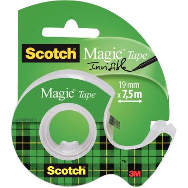 Rouleau adhésif Scotch Magic et dévidoir 19mmx7,5m