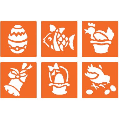 Paquet de 6 pochoirs en plastique, Pâques