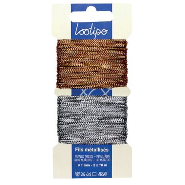 Lot de bobines élastiques 2 X 10mètres or et argent