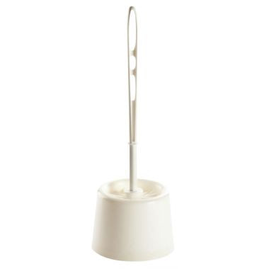 Porte-brosse et brosse WC en plastique blanc