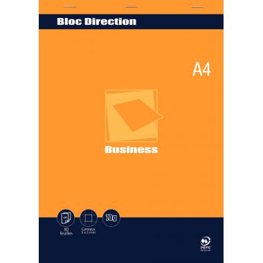 Bloc direction 80 feuilles BUSINESS, format A4, quadrillé 5x5, papier 70g