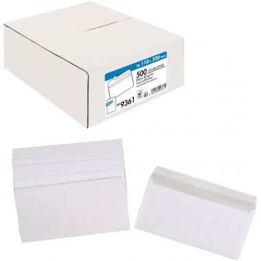 La Couronne - Boite de 500 enveloppes blanches 110X220mm 80g bande siliconée - 9361
