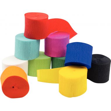 Paquet de 10 frises de papier crépon assortis 10mx5cm - 2227