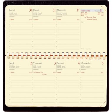 Agenda semainier Planital 8,8x17cm noir