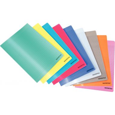 Piqûre 96 pages MAJUSCULE, format A4, papier blanc 90g, seyès, couverture polypropylène bleu