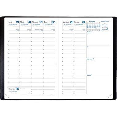 Quo Vadis - Agenda semainier Affaires S 10X15cm à spirale noir - 646070Q
