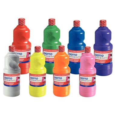 Giotto - Carton de 8 Flacons 1L de gouache liquide GIOTTO dont 1 litre offert, assorties - F8400300