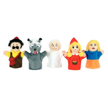 Valisette de 8 marionnettes, le Petit chaperon rouge et les 3 petits cochons